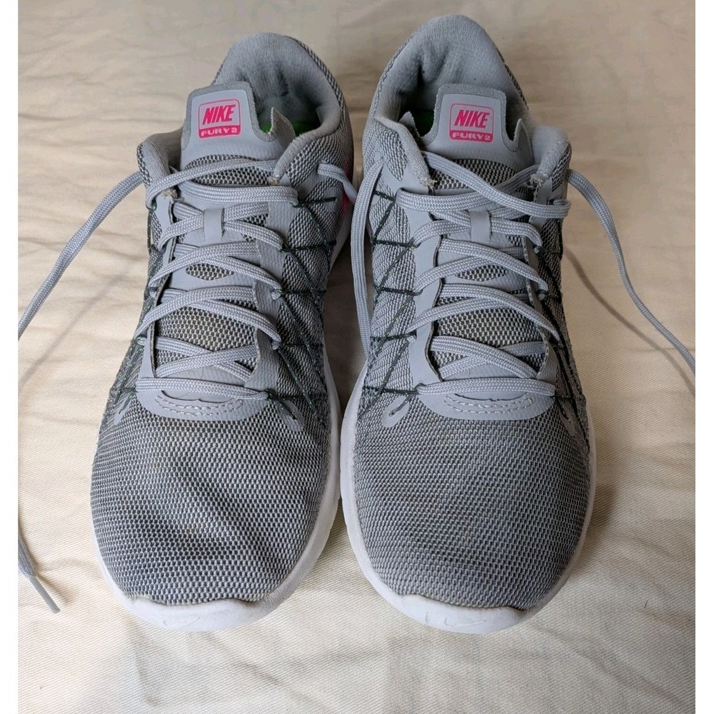 Nike Fury 2 Women's Sz 9.5 Mesh Running Sneakers Gray Pink Green Lightweight